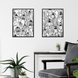 Artery8 Set of 3 Elegant Fritillaria & Allium Black & White Flowers Artwork Wildflower Unframed Wall Art Living Room Poster Prints Pack - Size: A4 - thumbnail 6