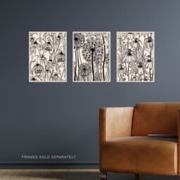 Artery8 Set of 3 Elegant Fritillaria & Allium Black & White Flowers Artwork Wildflower Unframed Wall Art Living Room Poster Prints Pack - Size: A4 - thumbnail 2
