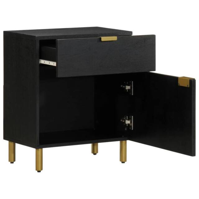 Berkfield Home Bedside Cabinet Black 50x33x60 cm Engineered Wood - Size: 50 x 33 x 60 cm - image 1