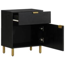 Berkfield Home Bedside Cabinet Black 50x33x60 cm Engineered Wood - Size: 50 x 33 x 60 cm - thumbnail 1