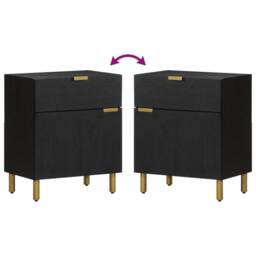 Berkfield Home Bedside Cabinet Black 50x33x60 cm Engineered Wood - Size: 50 x 33 x 60 cm - thumbnail 6