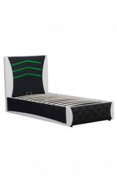 SlumberWorx Galaxy Ottoman Storage LED Headboard Gaming Single Black Bed Frame w 15cm Comfort Foam Mattress in White - thumbnail 4