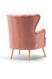 H&O Direct Modern Curved Back Armchair Set with Lumbar Pillow & Footstool in Pink - thumbnail 4
