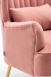 H&O Direct Modern Curved Back Armchair Set with Lumbar Pillow & Footstool in Pink - thumbnail 6
