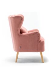 H&O Direct Modern Curved Back Armchair Set with Lumbar Pillow & Footstool in Pink - thumbnail 5