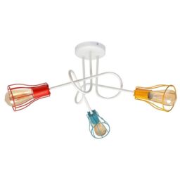Netlighting Oxford Multi Arm Semi Flush Ceiling Light White Orange Red Turquoise 64cm