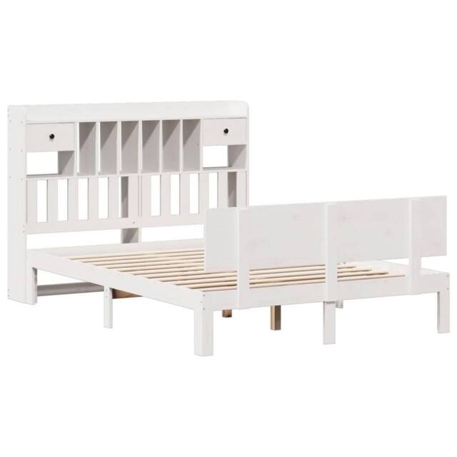 Berkfield Home Decorative Bookcase Bed without Mattress White 160x200cm Solid Wo - Size: 160x200 cm - image 1