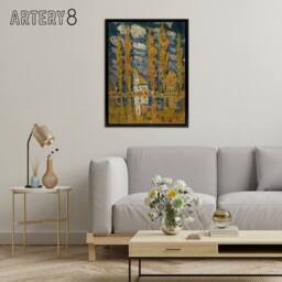 "Artery8 Ferdinand Katona Poplar Trees by the Water Framed Canvas Art Print in Orange - Size: W12"" x H16""" - thumbnail 3