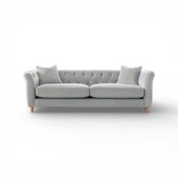 The Great Sofa Company Kensington 3-Seater Velvet Chesterfield Sofa in Silver - Size: 3 Seater - thumbnail 3