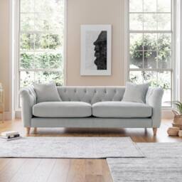 The Great Sofa Company Kensington 3-Seater Velvet Chesterfield Sofa in Silver - Size: 3 Seater