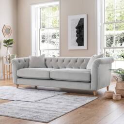 The Great Sofa Company Kensington 3-Seater Velvet Chesterfield Sofa in Silver - Size: 3 Seater - thumbnail 2