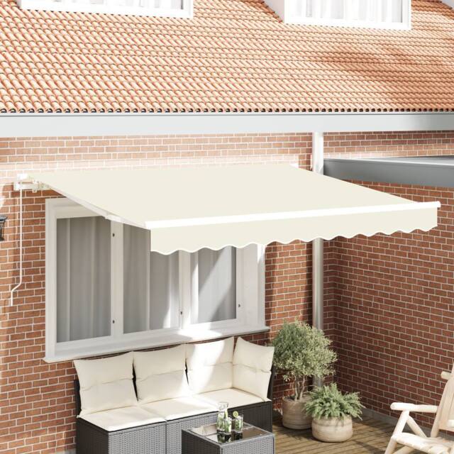Berkfield Home Retractable Awning Manual Cream & White 3 x 2 m - image 1