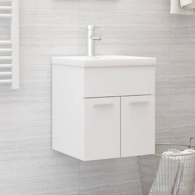 Berkfield Home Sink Cabinet with Built-in Basin White Engineered Wood - image 1