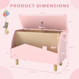Costway Toy Storage Chest Bookcase Wooden Toy Box w/ Shelf in Pink - thumbnail 2