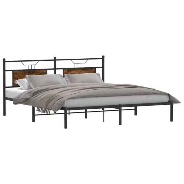 Berkfield Home Decorative Bed Frame without Mattress Smoked Oak 160x200 cm Engin in Brown - image 1
