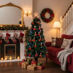 Shatchi 6Ft/180cm Candle & Bow Fibre Optic Christmas Tree LED Pre-Lit in Green - Size: 6ft - thumbnail 7