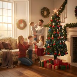 Shatchi 6Ft/180cm Candle & Bow Fibre Optic Christmas Tree LED Pre-Lit in Green - Size: 6ft - thumbnail 1