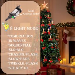 Shatchi 6Ft/180cm Candle & Bow Fibre Optic Christmas Tree LED Pre-Lit in Green - Size: 6ft - thumbnail 8