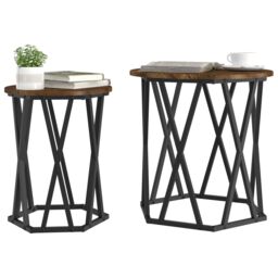 Berkfield Home Side Tables 2 pcs Smoked Oak Engineered Wood in Brown - thumbnail 3