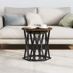 Berkfield Home Side Tables 2 pcs Smoked Oak Engineered Wood in Brown - thumbnail 4