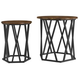 Berkfield Home Side Tables 2 pcs Smoked Oak Engineered Wood in Brown - thumbnail 2