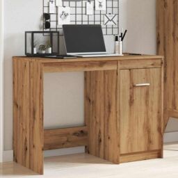 Berkfield Home Desk Artisan Oak 100x50x76 cm Engineered Wood in Brown - Size: 100 x 50 x 76 cm - thumbnail 3