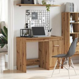 Berkfield Home Desk Artisan Oak 100x50x76 cm Engineered Wood in Brown - Size: 100 x 50 x 76 cm - thumbnail 4