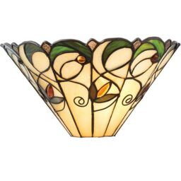 Loops Tiffany Glass Floral Design Wall Light - Matt Black Steel - Dimmable LED Lamp
