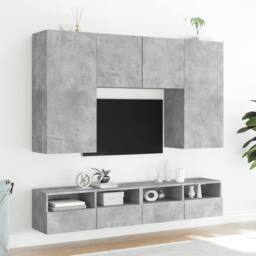 Berkfield Home TV Wall Cabinets 2 pcs Concrete Grey 80x30x30 cm Engineered Wood - Size: 80 x 30 x 30 cm - thumbnail 4