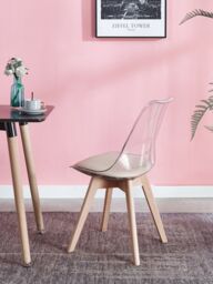 Nordlys Set of 4 Scandinavian Dining Chairs with Transparent Wood Legs in Beige - thumbnail 3
