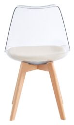 Nordlys Set of 4 Scandinavian Dining Chairs with Transparent Wood Legs in Beige - thumbnail 6