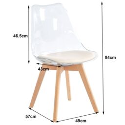 Nordlys Set of 4 Scandinavian Dining Chairs with Transparent Wood Legs in Beige - thumbnail 5