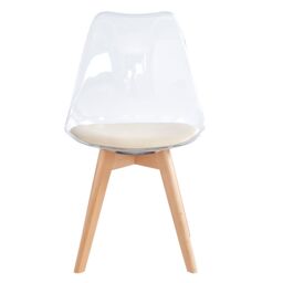 Nordlys Set of 4 Scandinavian Dining Chairs with Transparent Wood Legs in Beige - thumbnail 4