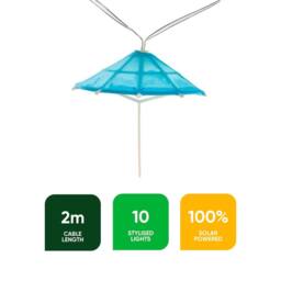 Gardenwize 10pc 2m Solar Cocktail Umbrella String Lights - thumbnail 2
