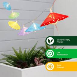 Gardenwize 10pc 2m Solar Cocktail Umbrella String Lights - thumbnail 3