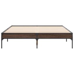 Berkfield Home Bed Frame without Mattress Brown Oak 135x190 cm Double - thumbnail 4