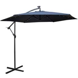 Samuel Alexander Blue Cantilever Lit Banana Garden Parasol, Crank Handle & Solar LEDs - thumbnail 1