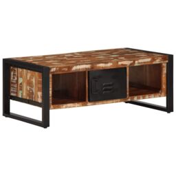 Berkfield Home Coffee Table Multicolour 90x50x36 cm Solid Wood Reclaimed - Size: 90 x 50 x 36 cm