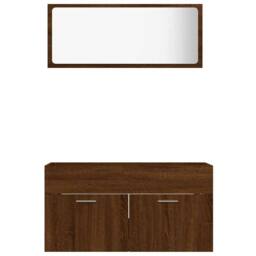Berkfield Home Practical 2 Piece Bathroom Furniture Set Brown Oak Engineered Wood - thumbnail 5