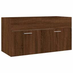 Berkfield Home Practical 2 Piece Bathroom Furniture Set Brown Oak Engineered Wood - thumbnail 7