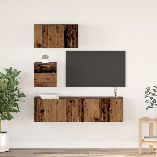 Berkfield Home TV Unit Set 4 pcs Old wood 60 x 30 x 30 cm Engineered wood in Brown - image 1