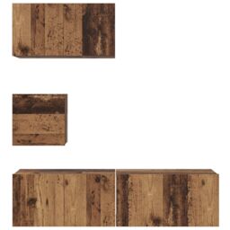 Berkfield Home TV Unit Set 4 pcs Old wood 60 x 30 x 30 cm Engineered wood in Brown - thumbnail 7