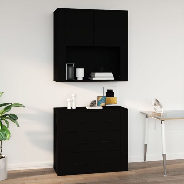 Berkfield Home Wall Cabinet Black 80x33x80 cm Engineered Wood - Size: 80 x 33 x 80 cm - image 1
