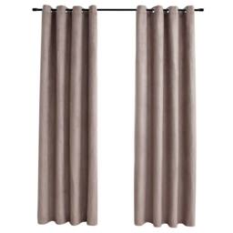 Berkfield Home Elegant Blackout Curtains with Metal Rings 2 pcs Taupe 140x245 cm - thumbnail 3