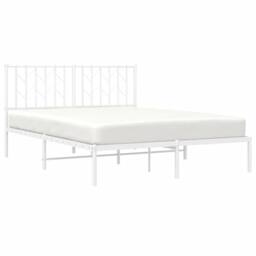 Berkfield Home Metal Bed Frame without Mattress with Headboard White 140x200cm - Size: 140x200 cm - thumbnail 3