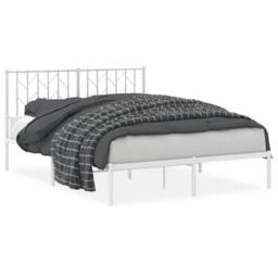 Berkfield Home Metal Bed Frame without Mattress with Headboard White 140x200cm - Size: 140x200 cm