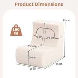 Costway Soft Floor Chair Lazy Sofa w/ Detachable Headrest Reading Chair in Beige - thumbnail 9