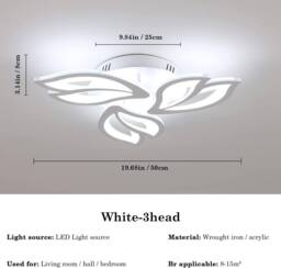 Goeco LED Ceiling Light, 40 W, 6500 K, Modern Petal Ceiling Lamp in White - thumbnail 6