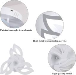 Goeco LED Ceiling Light, 40 W, 6500 K, Modern Petal Ceiling Lamp in White - thumbnail 7