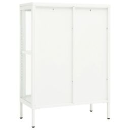 Berkfield Home Sideboard White 75x35x105 cm Steel & Glass - Size: 75 x 35 x 105 cm - thumbnail 5